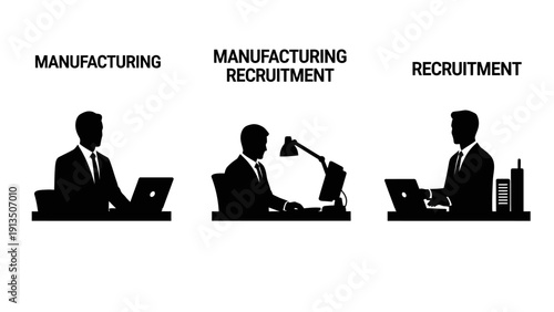 Business and Human Resources Concepts Manufacturing, Recruitment, and Office Work