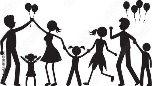 Happy family enjoying quality time together outdoors with balloons