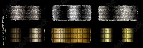 Collection of gold silver bronze and rose gold gradient texture background vector