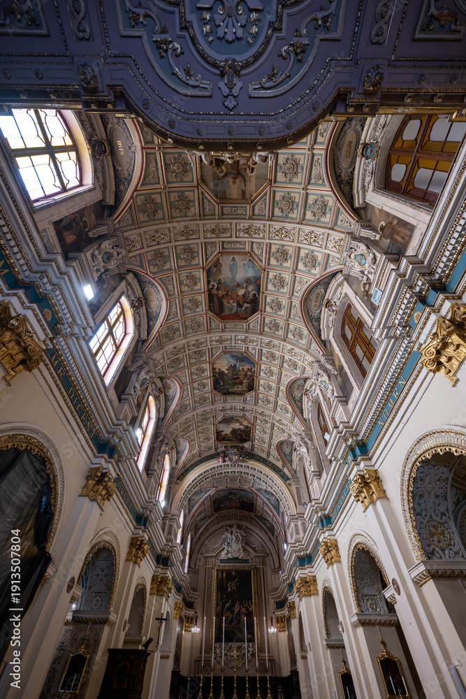 Naklejka premium Church of Giezu nave ceiling - Valletta, Malta
