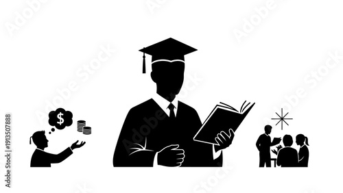 Education and Success Graduation, Learning, and Financial Growth Concepts