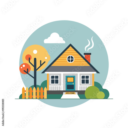 A charming, colorful house with welcoming door and garden