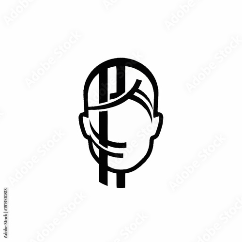 Simple Line Drawing of a Mans Head.