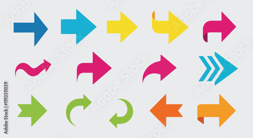 A collection of various colorful vector arrow symbols