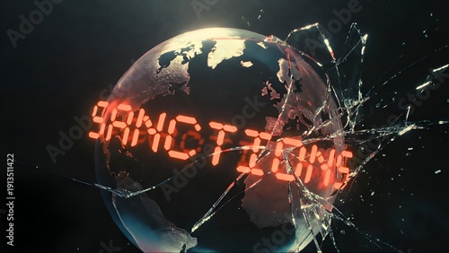 Global Shattered Earth with Cybersecurity Alert Display