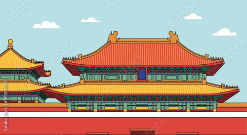 Traditional Chinese Palace Architecture, Forbidden City Style, Beijing Landmark