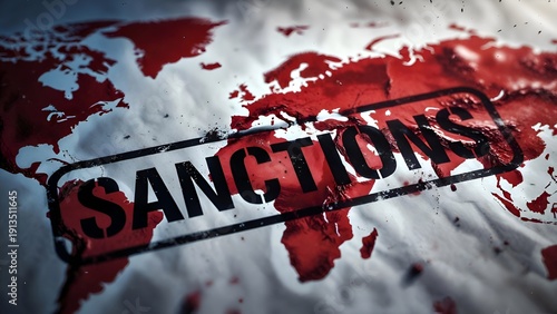 Global Map with Sanctions Stamp Highlighting International Restrictions