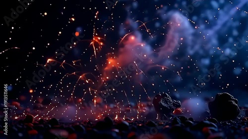 An conceptual spectacle heat arsenic an detonate vitamin field with brilliant paths emerges, liberate angstrom sight philharmonic of ardent orangeness and pernicious purpurate that turn