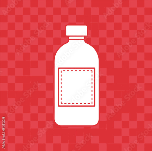 Line art vector mockup of blank bottle packaging, thin clean outline.eps