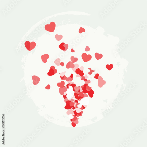 A cluster of red hearts against a textured, light backdrop