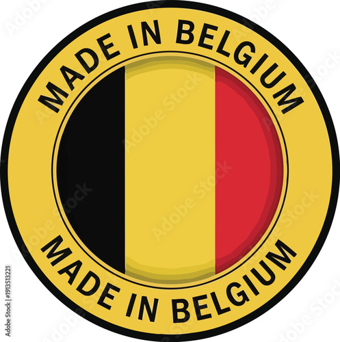 Belgian flag seal emblem certified quality product origin guarantee sticker vector