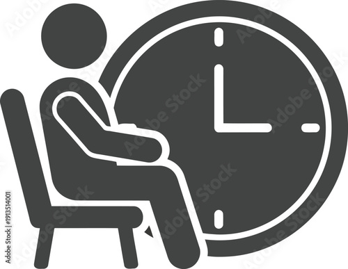 Person waiting sitting chair clock time appointment schedule deadline concept waiting room vector