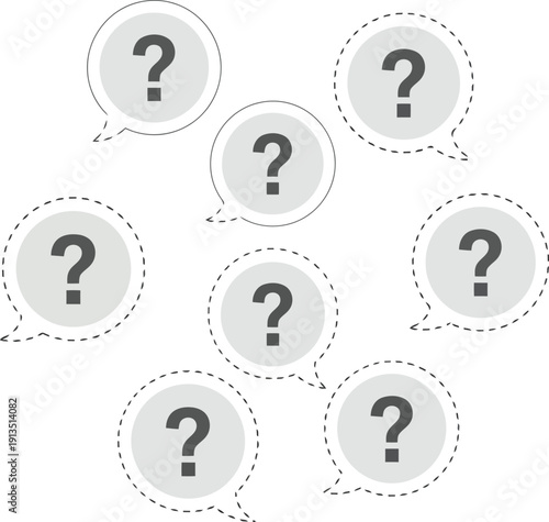 Abstract question marks speech bubbles confusion doubt uncertainty inquiry dilemma concept vector