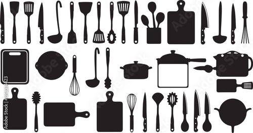 Kitchen Utensils and Tools Silhouette Collection for Cooking Essentials