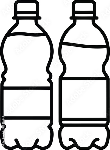 Two plastic bottles outline simple vector illustration for refreshment and hydration concepts vector