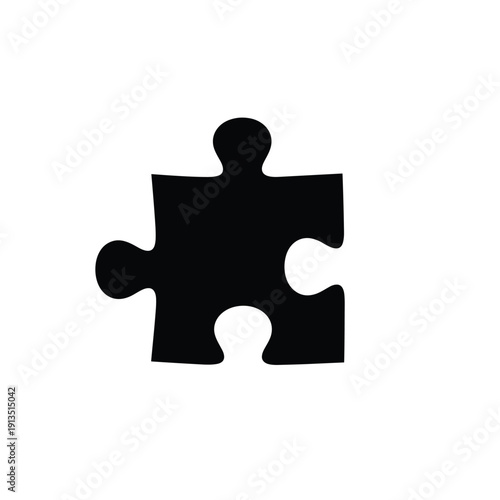 A single black puzzle piece on a white background