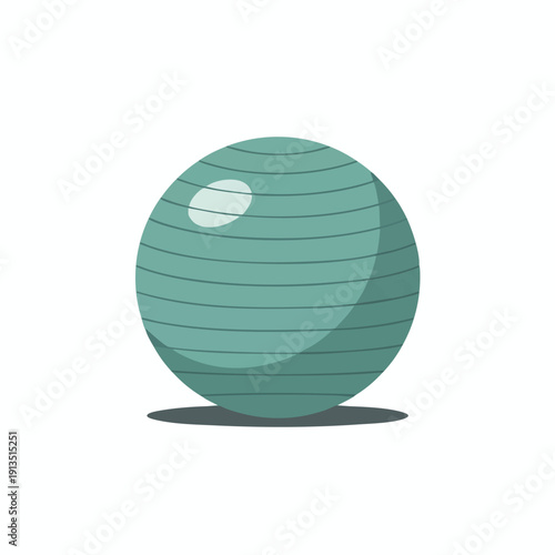 Teal Exercise Ball on White Background