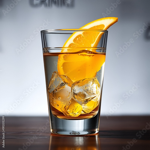 Clear shot of vodka or schnapps