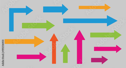 A collection of multi-colored arrows pointing in various directions