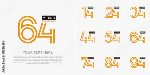 Anniversary logo type set with double line number. orange and black color can be use special moment
