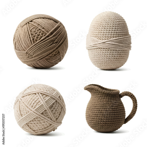 Handmade Crochet Objects and Yarn Balls.
