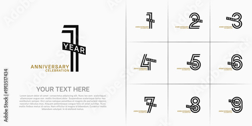 Anniversary logo type set with double line number. black and green color with ribbon can be use special moment
