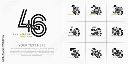 Anniversary logo type set with double line number. black and green color with ribbon can be use special moment