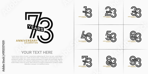 Anniversary logo type set with double line number. black and green color with ribbon can be use special moment
