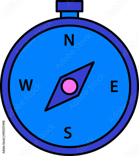 Blue compass icon with cardinal directions