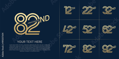 Anniversary logo type set with double line number. gold color can be use special moment