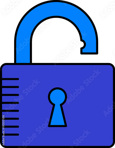 Open blue padlock icon for security
