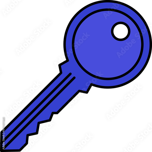 Blue metal door key icon