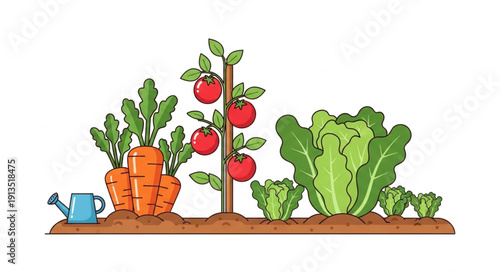 Vegetable Garden with Tomatoes and Carrots.