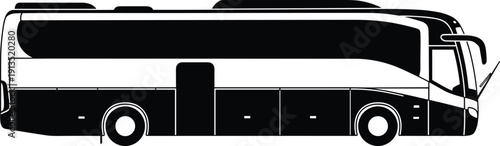Modern passenger bus silhouette illustration isolated on white background, public transportation vehicle icon design for travel, tourism, logistics, urban mobility, and commercial transport concepts