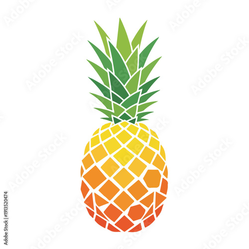 A colorful, stylized representation of a tropical fruit on white