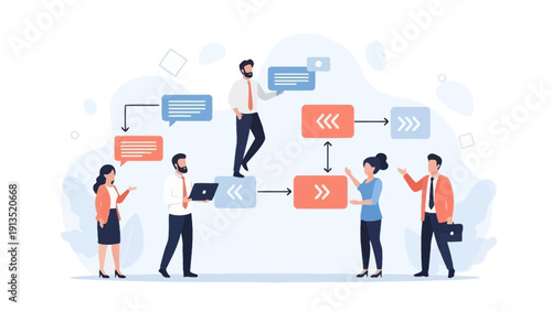 Business Team Collaboration Flowchart and Communication Strategy