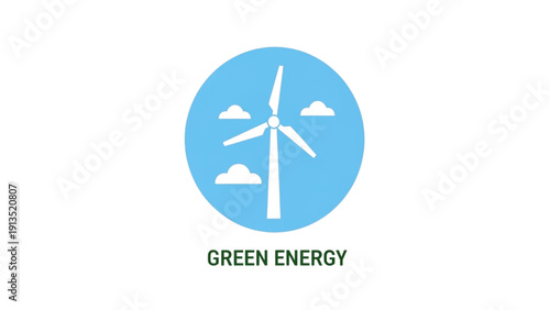 Graphic icon of a wind turbine, representing clean, renewable, and sustainable energy production