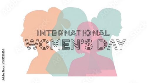 International Women's Day celebration graphic with female silhouettes and text