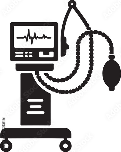 Medical Ventilator Icon – Respiratory Support Equipment Silhouette