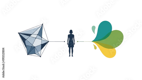 Conceptual representation of human transformation and personal growth through understanding