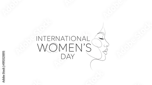 Elegant line art illustration for International Women's Day, symbolizing female empowerment and global equality