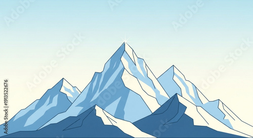 Snowy mountain peaks under a clear blue sky majestic landscape with rugged terrain and icy summits