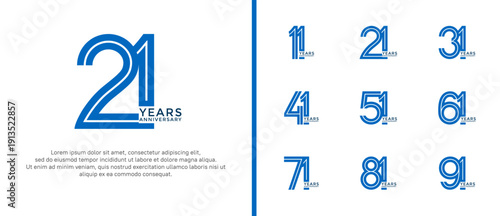 anniversary vector logo set, blue color can be use for celebration