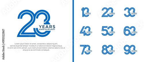 anniversary vector logo set, blue color can be use for celebration
