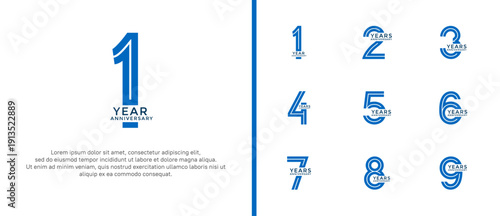 anniversary vector logo set, blue color can be use for celebration