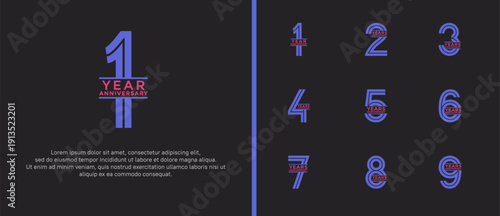 anniversary vector logo set, purple color can be use for celebration