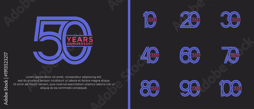 anniversary vector logo set, purple color can be use for celebration
