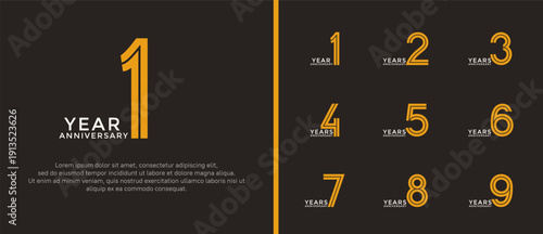 anniversary vector logo set, orange and white color can be use for celebration