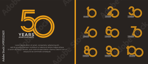 anniversary vector logo set, orange and white color can be use for celebration