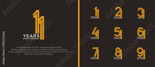 anniversary vector logo set, orange and white color can be use for celebration